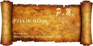 Pittik Milos névjegykártya